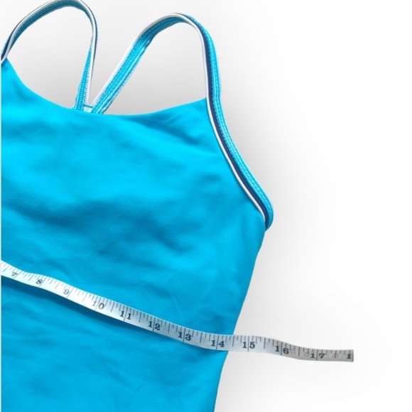 Lululemon women blue gingham tank top with light shelf bra size 8 - Picture 7 of 7